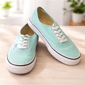 Vans Off The Wall Mint Green Canvas Sneakers Lace Up Mens 7 Womens 8.5